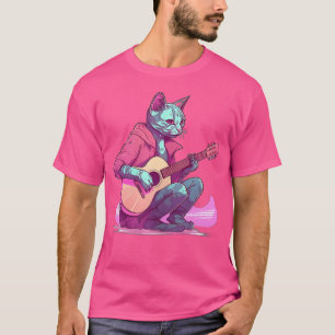 Kat spelen op akoestische gitaar t-shirt