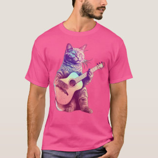 Kat spelen op akoestische gitaar t-shirt