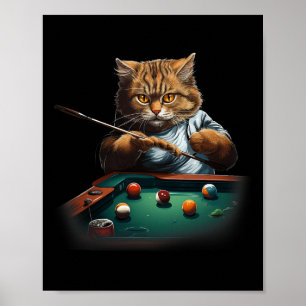 Kat spelen zwembad biljart Cool Funny Cats Mannen  Poster