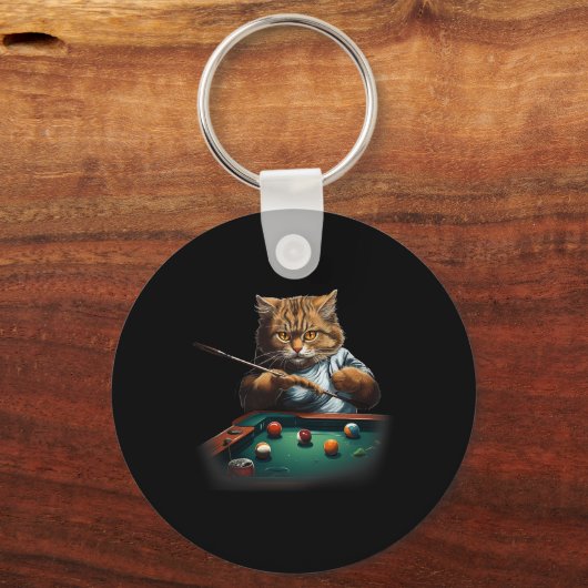 Kat spelen zwembad biljart Cool Funny Cats Mannen  Sleutelhanger (Voorkant)