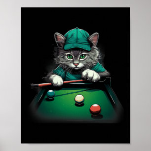 Kat spelen zwembad biljart cool grappige katten poster