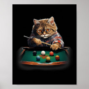 Kat spelen zwembad biljart cool grappige katten poster