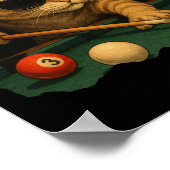 Kat spelen zwembad biljart in lounge koele grappig poster (Hoek)