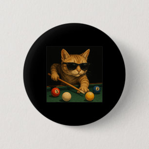 Kat spelen zwembad biljart in lounge koele grappig ronde button 5,7 cm