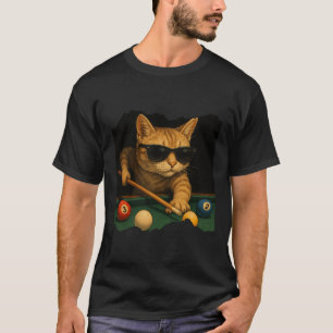 Kat spelen zwembad biljart in lounge koele grappig t-shirt