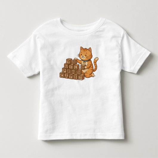 Kat spelend met blokken kinder shirts (Voorkant)