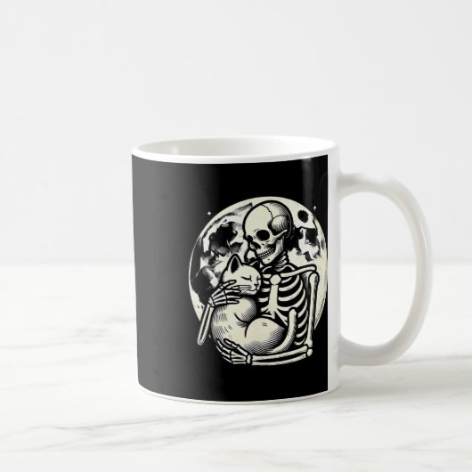 Kat Spooky Skull Halloween Gothic Kat Koffiemok (Rechts)