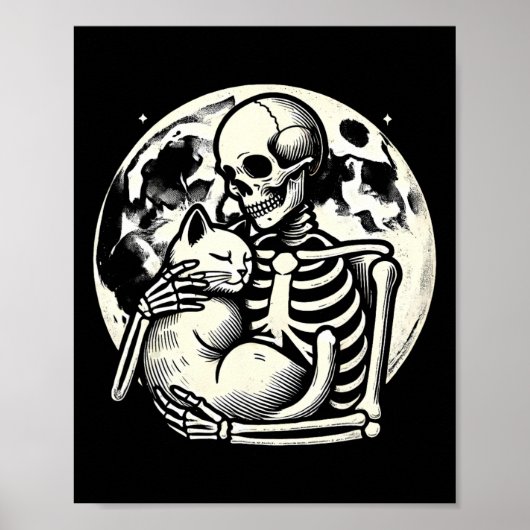 Kat Spooky Skull Halloween Gothic Kat Poster (Voorkant)