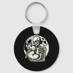 Kat Spooky Skull Halloween Gothic Kat Sleutelhanger
