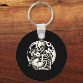 Kat Spooky Skull Halloween Gothic Kat Sleutelhanger (Voorkant)