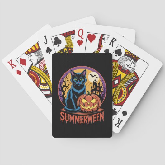 Kat Spooky Zomer Vibes Pokerkaarten (Achterkant)