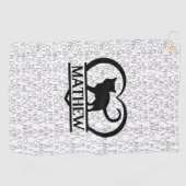 Kat spreuken en silhouet Hart Gesplitst Monogram Golfhanddoek (Horizontaal)