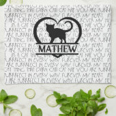 Kat spreuken en silhouet hart gesplitste monogram theedoek (Gevouwen)