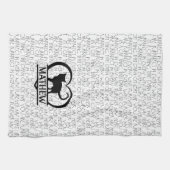 Kat spreuken en silhouet hart gesplitste monogram theedoek (Horizontaal)