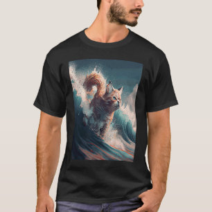 Kat springt golven t-shirt