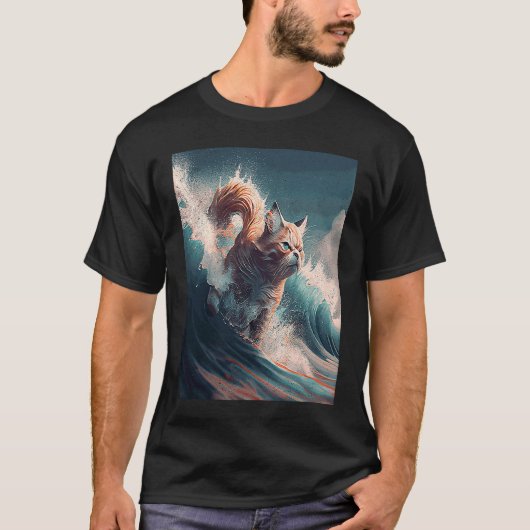 Kat springt golven t-shirt (Voorkant)