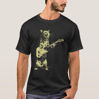 Kat Spuit Funny Guitarist Kitten Musicus T-shirt