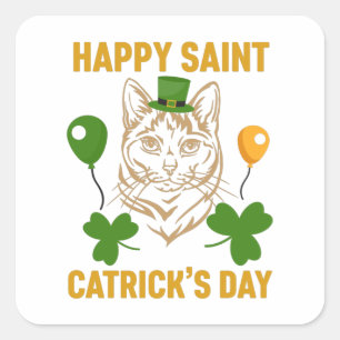 Kat St. Patrick's Day for Cat Lover Vierkante Sticker