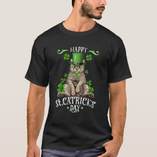 Kat St Pat's Paddy Patrick Day Fijne St Cat Tric T-shirt