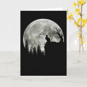 Kat staande op berg maanlicht Halloween Kaart (Gele Bloem)