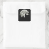 Kat staande op berg maanlicht Halloween Vierkante Sticker (Tas)