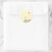 Kat staart naar de maan ronde sticker (Tas)