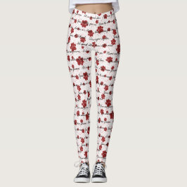 Kat Staarten van Liefde Letters op Wit Leggings