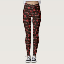Kat Staarten van Liefde Letters op Zwart Leggings