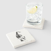 Kat stapt door Herfst schaduwen Stenen Onderzetter (Zijkant)