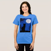 Kat staren naar de volle maan Tri-Blend shirt (Voorkant volledig)