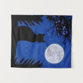 Kat staren naar de volle maan wandkleed (Voorkant (horizontaal))