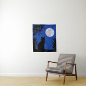 Kat staren naar de volle maan wandkleed (In situ)