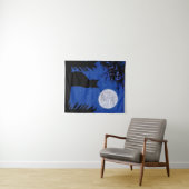 Kat staren naar de volle maan wandkleed (In Situ (horizontaal))