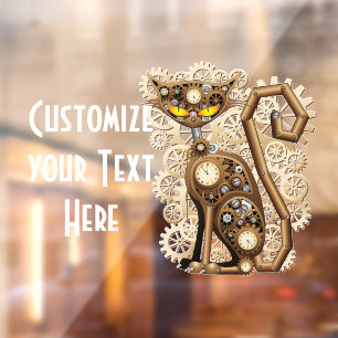 Kat Steampunk Vintage Retro Stijl Machine Raamsticker