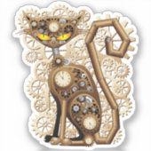 Kat Steampunk Vintage Retro Stijl Machine  Sticker (Voorkant)