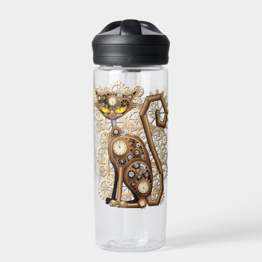 Kat Steampunk Vintage Retro Stijl Machine Waterfles (Voorkant)