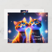 Kat-stel onder de sterrenhemel - briefkaart (Voorkant / Achterkant)