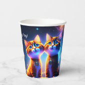 Kat-stel onder de sterrenhemel - papieren bekers (Achterkant)