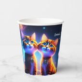 Kat-stel onder de sterrenhemel - papieren bekers (Voorkant)