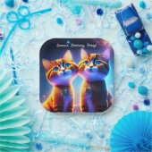 Kat-stel onder de sterrenhemel - papieren bordje (Feest)