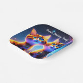 Kat-stel onder de sterrenhemel - papieren bordje (Gebogen)