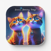 Kat-stel onder de sterrenhemel - papieren bordje (Voorkant)