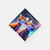 Kat-stel onder de sterrenhemel - servet (Hoek)