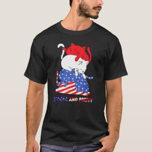 Kat Sterke en Amerikaanse vlag Veteran Indepe T-shirt