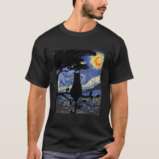 Kat Sterrennacht Kat Van Gogh Kat T-shirt