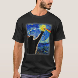 Kat Sterrennacht Van Gogh Kat Cadeaus Kat Lover Ka T-shirt