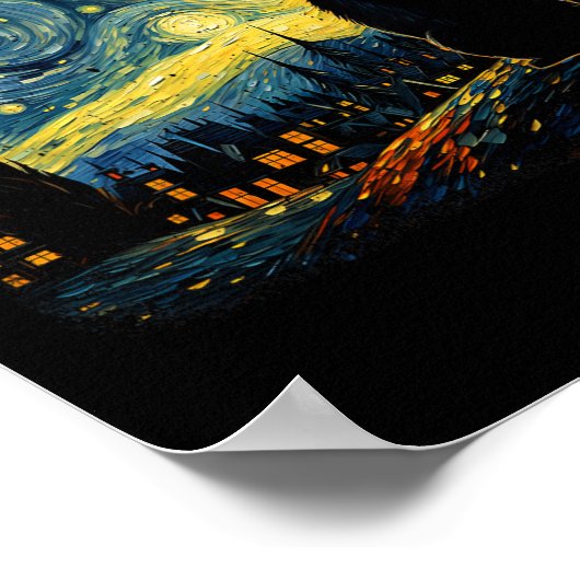 Kat Sterrennacht Van Gogh Kat Voor Kat Lover Kat M Poster (Hoek)