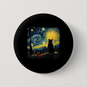 Kat Sterrennacht Van Gogh Kat Voor Kat Lover Kat M Ronde Button 5,7 Cm