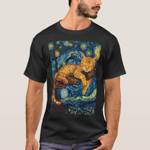 Kat Sterrennacht Van Gogh Kat Voor Kat Lover Kat M T-shirt