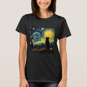 Kat Sterrennacht Van Gogh Kat Voor Kattenliefhebbe T-shirt